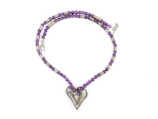 Fun Collection Of Purple Motif Jewelry Including An Amethyst Bead Necklace