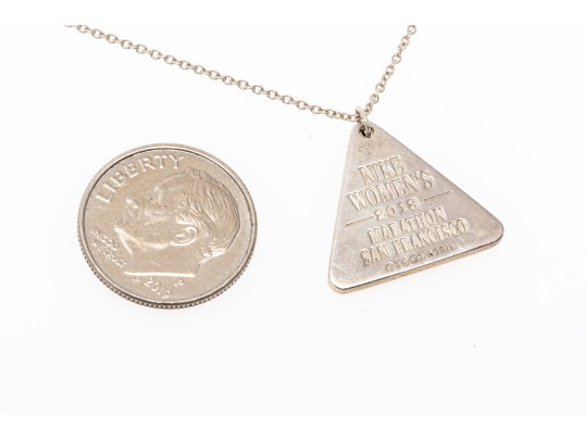 Tiffany And Co. Sterling Silver Nike Award Pendant, With Tiffany Sterling Chain