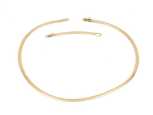 14k Yellow Gold Omega Necklace, With Extension Piece