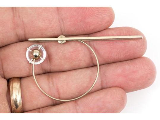 18k Yellow Gold Fabulous Contemporary Quartz Moveable Pendant