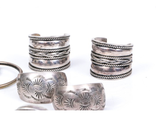 Lot Of Fun Assorted Sterling Silver Southwestern Motif Hoop Earrings