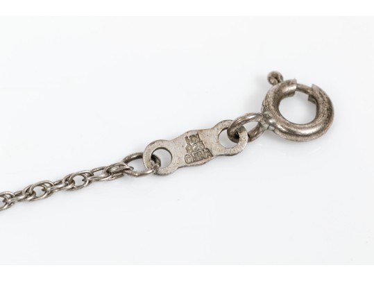 Sterling Silver Lovely Pair Of Complementary Chalcedony And Agate Pendants, With Chains