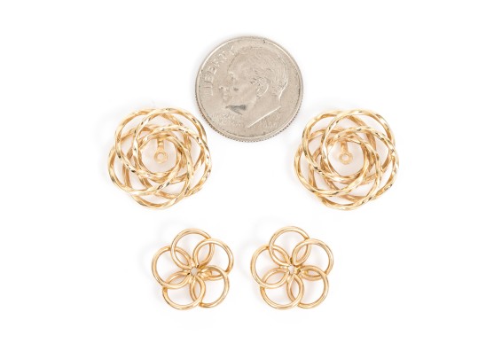 14k Yellow Gold Pair Of Knot Earrings Jackets And Swirl Earrings Jackets
