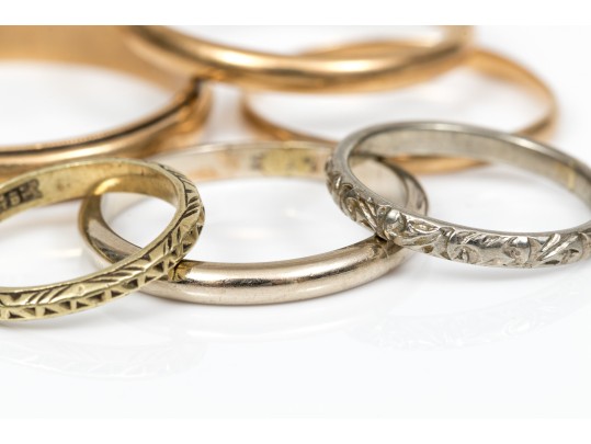 14k Gold Lot Of Assorted Scrap Band Rings, Assorted Sizes, 5.5 Gross Dwt