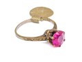 10k Handsome Vintage Patterned Solitaire Mounting, Set With A Synthetic Ruby, Size 7.5