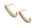 A Classic Pair Of 14K & Diamond J-Hoop Style Earrings