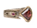 Sterling Silver And Vermeil Contemporary Bezel Set Garnet And Ruby Ring, App. 6.5 To 6.75