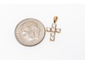 14k Yellow Gold Pretty Round Brilliant Cut CZ Set Cross