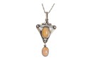 Sterling Silver Lovely Pair Of Complementary Chalcedony And Agate Pendants, With Chains