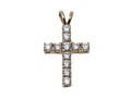 A 14K Yellow Gold Crucifix Pendant Set With CZ Stones
