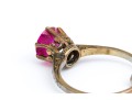 10k Handsome Vintage Patterned Solitaire Mounting, Set With A Synthetic Ruby, Size 7.5