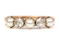 14k Pretty Antique Cultured Pearl And Diamond Band Ring, Size 5.25+, App. 0.16 TCW