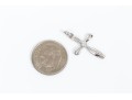 14k White Gold Pretty Contemporary Swirled Cross, White Sapphire Center