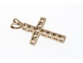 A 14K Yellow Gold Crucifix Pendant Set With CZ Stones
