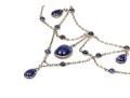 Sterling Silver Pretty Blue Glass Festooned Necklace