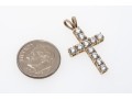A 14K Yellow Gold Crucifix Pendant Set With CZ Stones