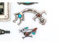 Sterling Silver, 800 Silver And Silver Plate Collection Of Southwestern Motif Jewelry Pieces