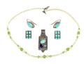 Sterling Silver Colorful Collection Of Contemporary Glass Jewelry, With Complementary Bead Necklace