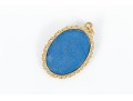 14k Yellow Gold Retro Blue Wedgewood Style Rose Motif Pendant, See Note