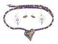 Fun Collection Of Purple Motif Jewelry Including An Amethyst Bead Necklace