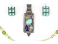 Sterling Silver Colorful Collection Of Contemporary Glass Jewelry, With Complementary Bead Necklace