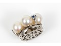 14k White Gold Vintage 6.5mm Cultured Pearl And Sapphire Cluster Half Bead Clasp