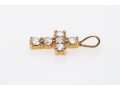 14k Yellow Gold Pretty Round Brilliant Cut CZ Set Cross