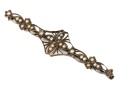 14k Gold Pretty Antique Filigree And Seed Pearl Bar Pin