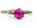 10k Handsome Vintage Patterned Solitaire Mounting, Set With A Synthetic Ruby, Size 7.5