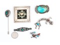 Sterling Silver, 800 Silver And Silver Plate Collection Of Southwestern Motif Jewelry Pieces