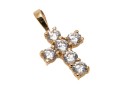 14k Yellow Gold Pretty Round Brilliant Cut CZ Set Cross