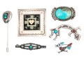 Sterling Silver, 800 Silver And Silver Plate Collection Of Southwestern Motif Jewelry Pieces