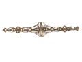 14k Gold Pretty Antique Filigree And Seed Pearl Bar Pin