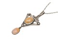 Sterling Silver Lovely Pair Of Complementary Chalcedony And Agate Pendants, With Chains