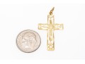 14k Yellow Gold Striking Pierced Cross, Diamond Cut