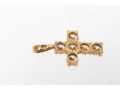 14k Yellow Gold Pretty Round Brilliant Cut CZ Set Cross