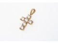14k Yellow Gold Pretty Round Brilliant Cut CZ Set Cross