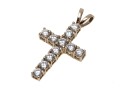 A 14K Yellow Gold Crucifix Pendant Set With CZ Stones