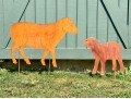 Two Cut Steel Sheep Silhouette Garden Ornaments