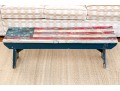 Vintage Hand-painted Flag Wood Bench