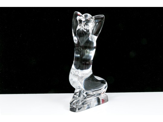 Baccarat R.Rigot Striking Kneeling Nude Figure, Boxed