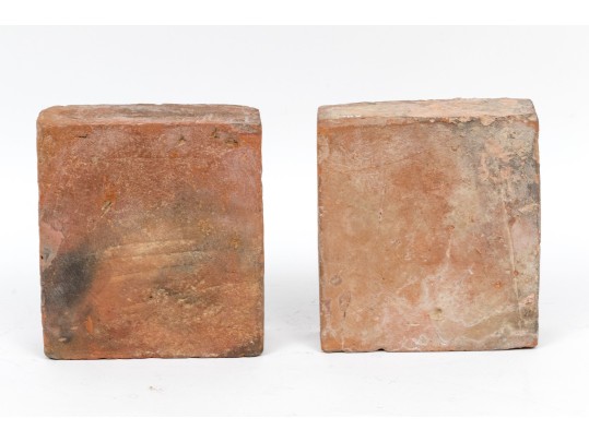 Decorative Set Of Two Semi Antique Asian Figural Brick Tiles