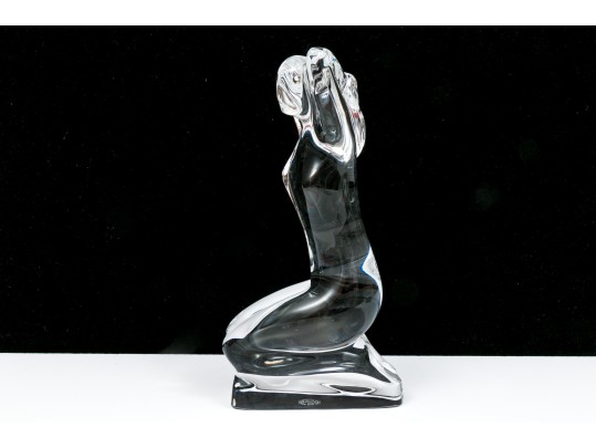 Baccarat R.Rigot Striking Kneeling Nude Figure, Boxed