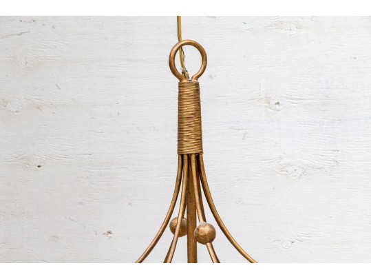 Vintage 8 Light Gilt Finished Wrought Iron Chandelier