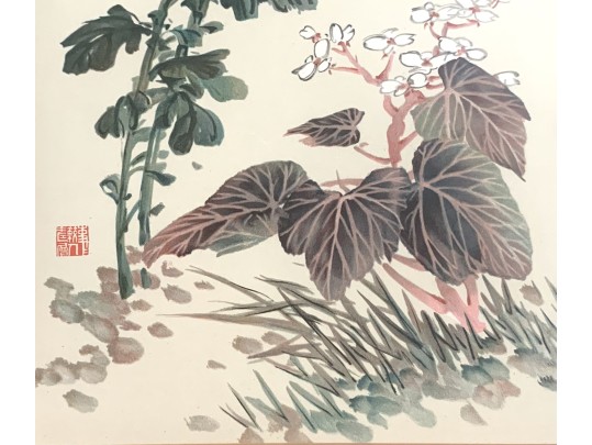 Two Compatible Asian Floral Wood Blocks