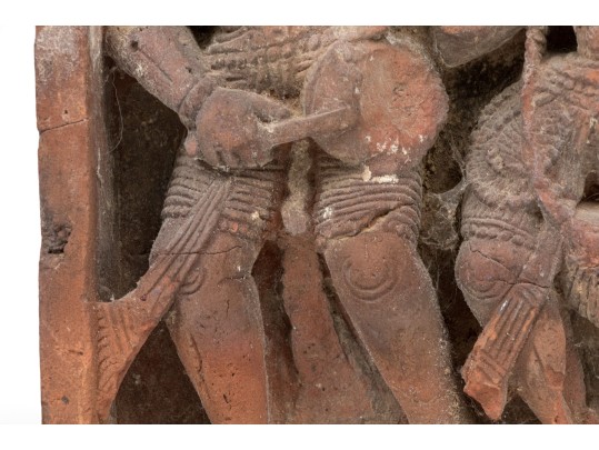 Decorative Set Of Two Semi Antique Asian Figural Brick Tiles