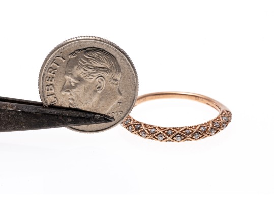 10k Rose Gold Lovely Argyle Motif Diamond Band Ring, Size 7