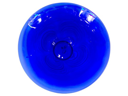 Cobalt Blue Pulled Feather Art Glass Bowl
