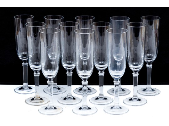 Set Of 12 Tiffany & Co. Vintage Crystal Flutes