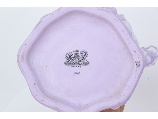Set Of 2 Antique, English Samuel Alcock & Co. Parian Lilac Ground Water Pitchers